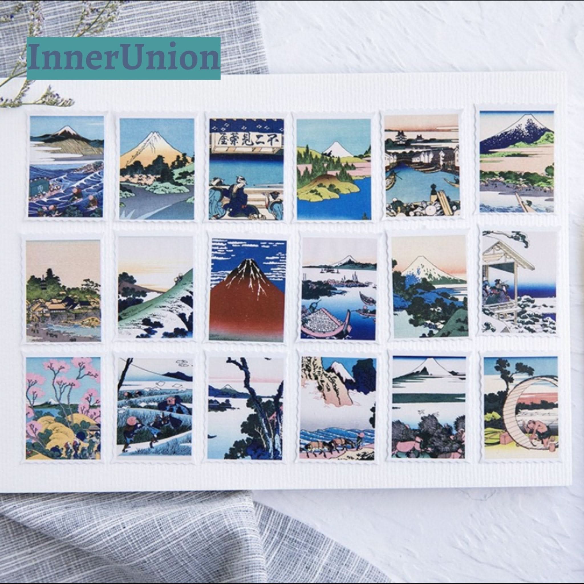 Japanese Postcard Stickers featuring Katsuchika Hokusai Ukiyo-E art.